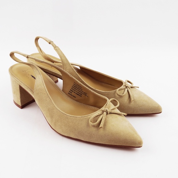 J.Crew Size 7.5 Slingback Bow Heels in Saddle $138 BJ253 - Picture 2 of 5